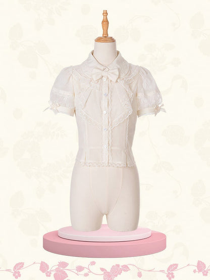 [pre-order Deadline: May 8] Sweet Lace Ribbon Layered Ruffle Blouse