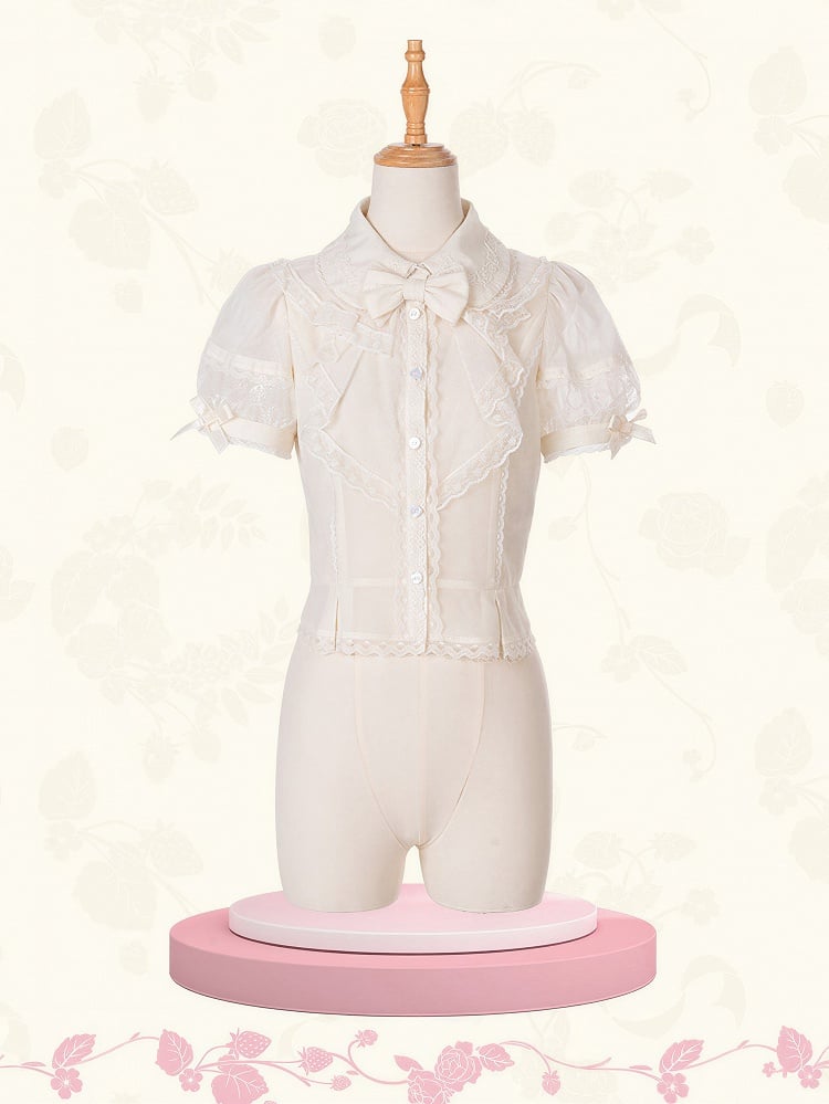 [pre-order Deadline: May 8] Sweet Lace Ribbon Layered Ruffle Blouse