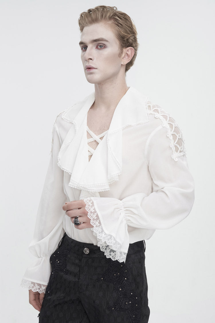 White Ruffled Collar Puff Sleeved Gothic Shirt