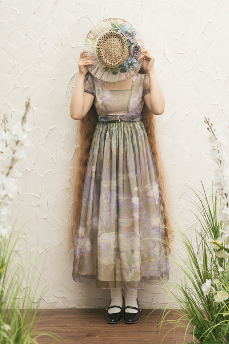 Marble Art High Waist Mark Lolita Dress