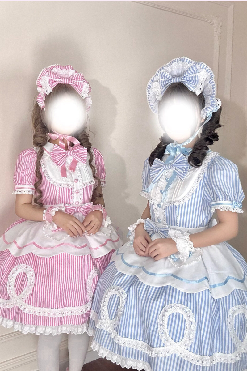 [pre-order] Retro Doll-like Lolita Dress + Hair Band + Clip + Bonnet + Hat