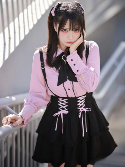 Jirai Blouse + Suspender Skirt Set