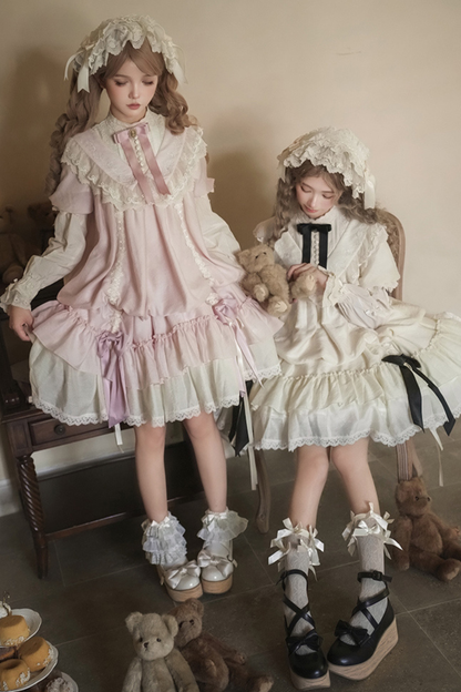 [pre-order] Rose Ruffle Lolita Dress + Dress + Belt + Brooch + Ribbon + Headband + Sleeve