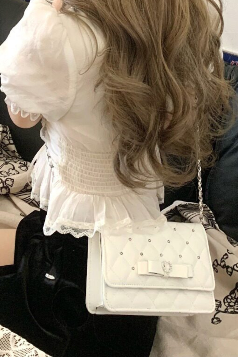 Rhinestone Bow Chain Bag