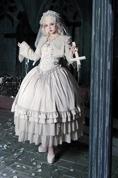 Gothic Lolita Skirt + Corset + Veil + Necklace + Waist Chain