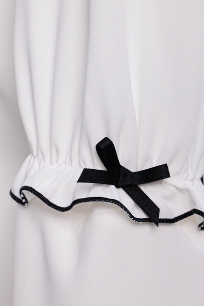 Sweet Ruffled Puff Long Sleeve Blouse