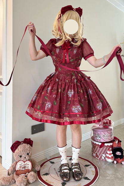 Retro Antique Cherry Sweet Lolita Dress + Jumper Skirt