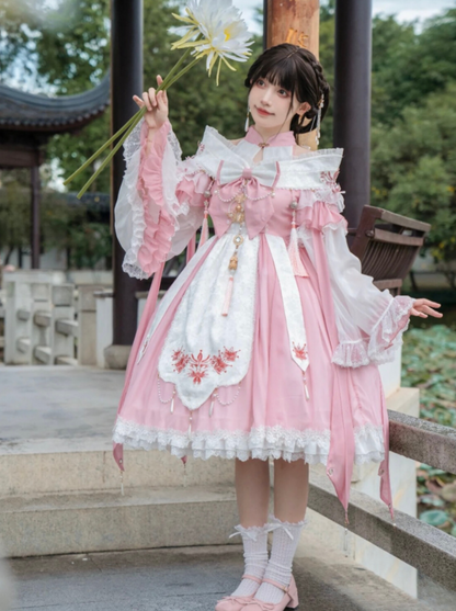 Ribbon Chinese-style Sweet Antique Lolita Suspender Dress