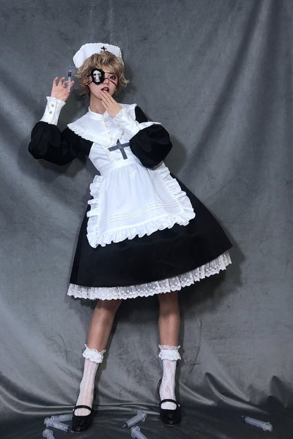 Lantern Angel Maid Lolita Dress + Apron + Detachable Collar