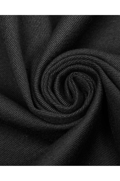 Black Long Sleeve Front Metal Pattern Buckle Sharp Corner Hem Gothic Shirt