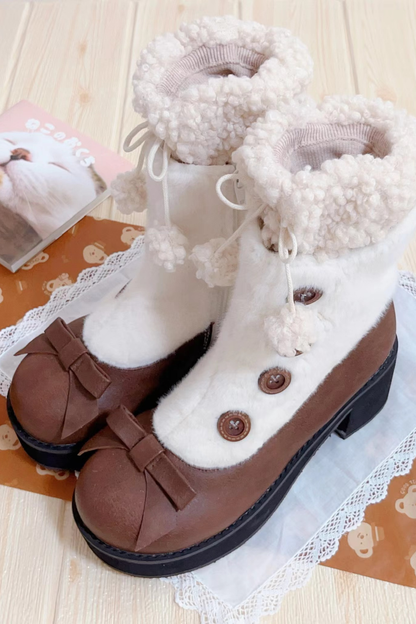 [pre-order] Retro Button Fur Socks Cover Fake Design Boots