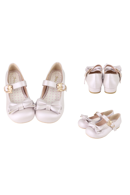 Satin Sheep Puff Ribbon Shoes
