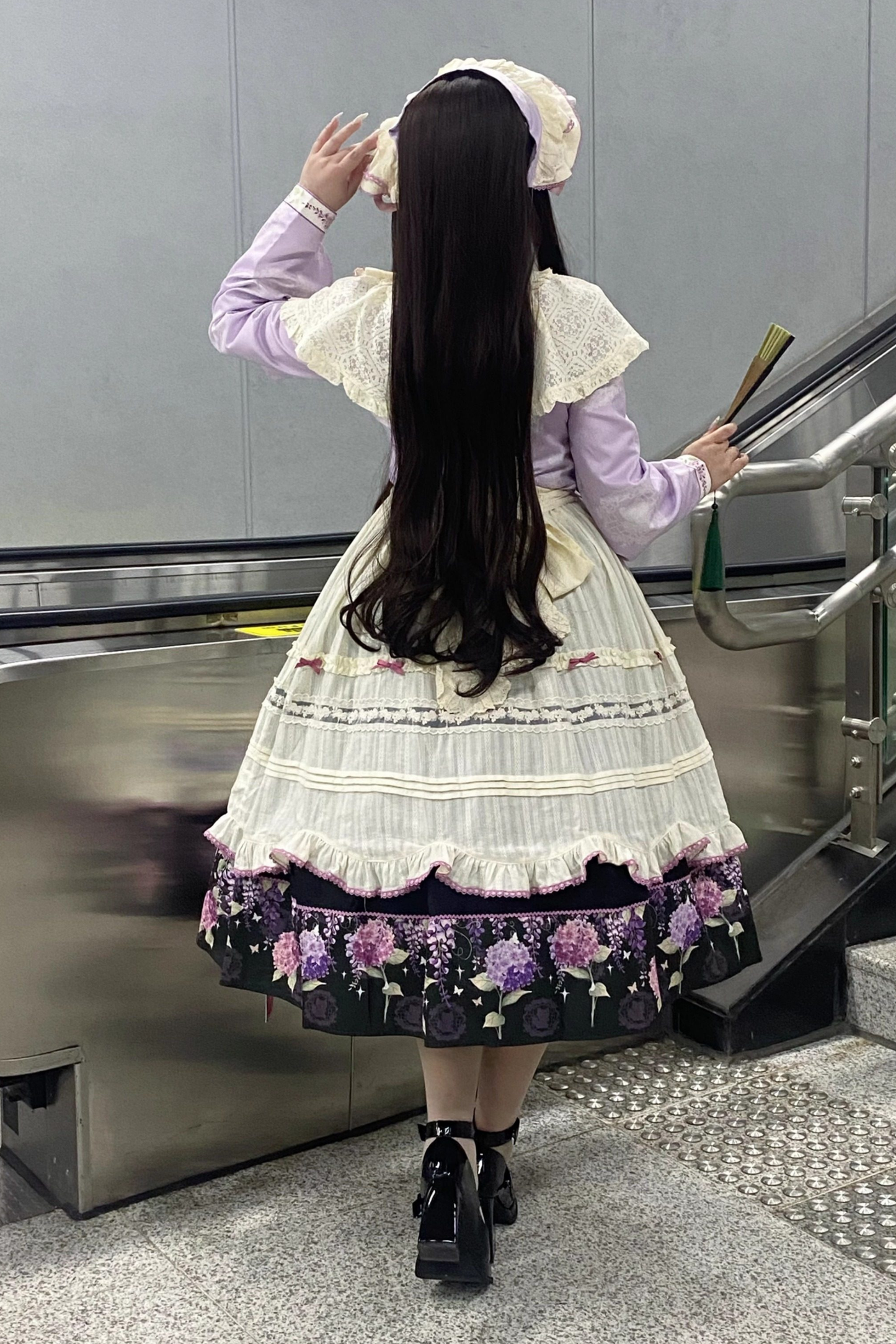 Chinese-style Lolita Top + Skirt + Apron + Headband + Bonnet