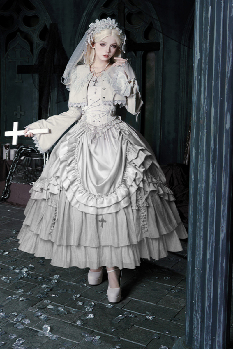 Gothic Lolita Skirt + Corset + Veil + Necklace + Waist Chain