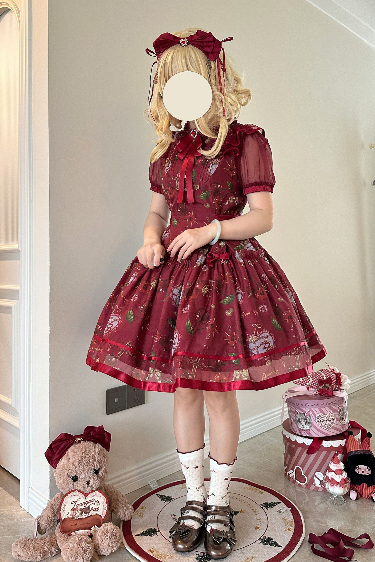 Retro Antique Cherry Sweet Lolita Dress + Jumper Skirt