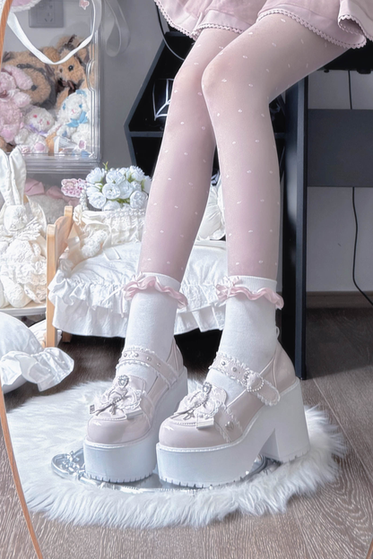 Jewel Cross Ribbon Shoes