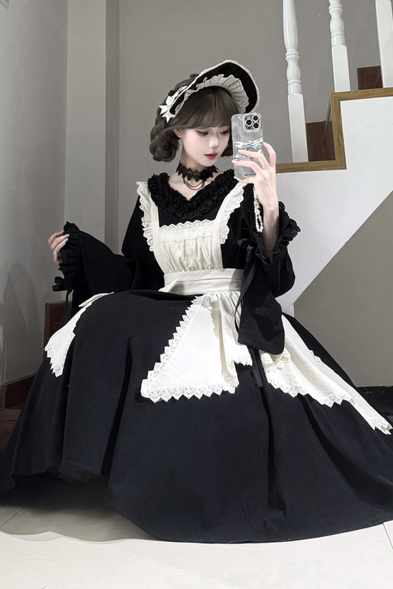 [pre-order] Gothic Doll Lolita Dress + Lolita Apron