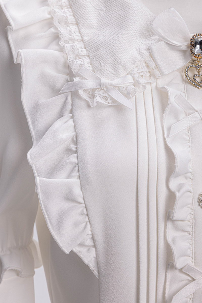 Sweet Ruffled Puff Long Sleeve Blouse