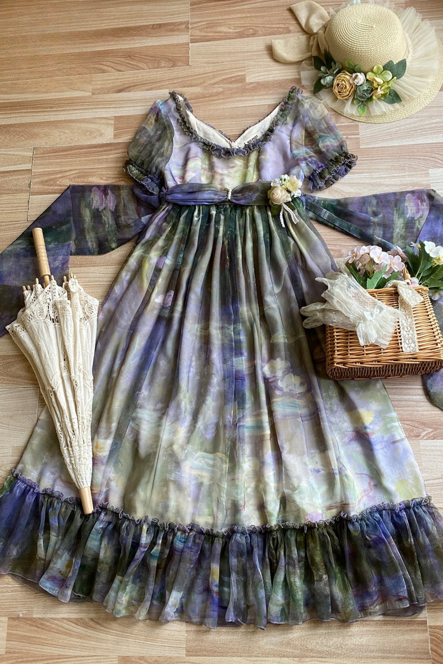 Marble Art High Waist Mark Lolita Dress