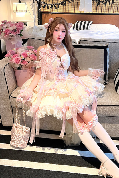 Many Logo Ribbon Princess Dress + Badge + Head Accessory + Tail