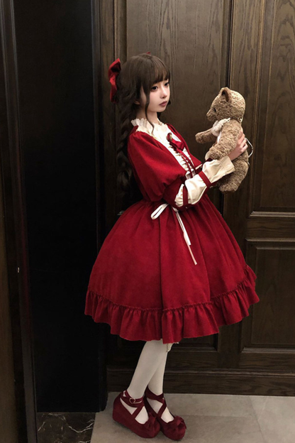 Lace Ruffle Lolita Dress + Bow