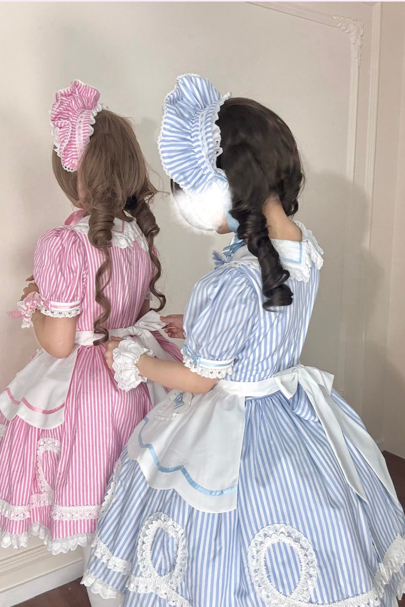 [pre-order] Retro Doll-like Lolita Dress + Hair Band + Clip + Bonnet + Hat