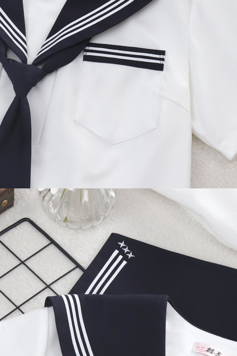 Sailor Shirt + Suspender Shorts + Tie + Beret
