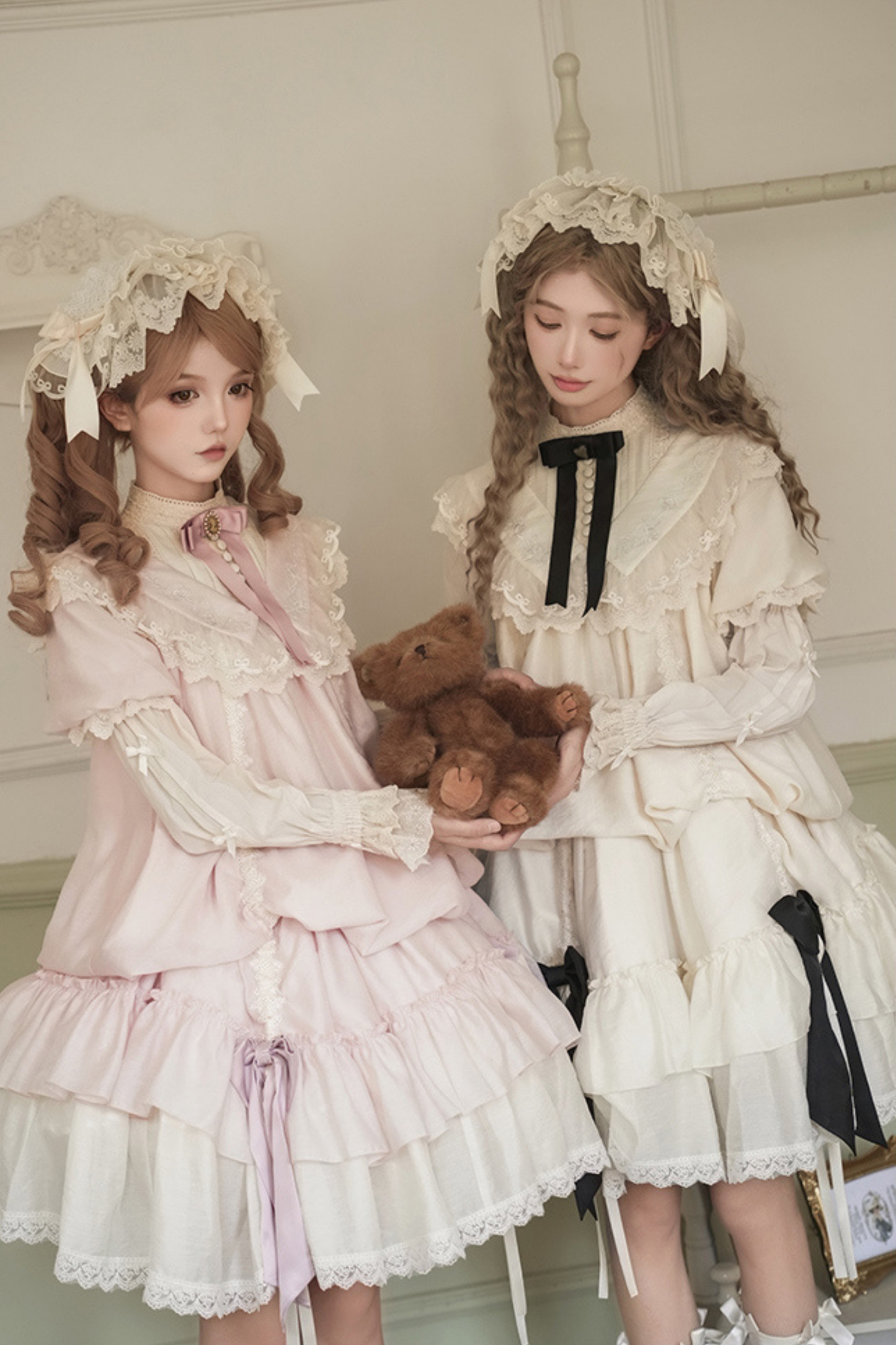 [pre-order] Rose Ruffle Lolita Dress + Dress + Belt + Brooch + Ribbon + Headband + Sleeve