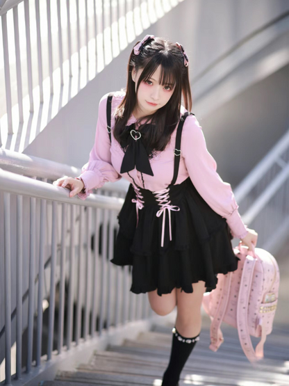 Jirai Blouse + Suspender Skirt Set