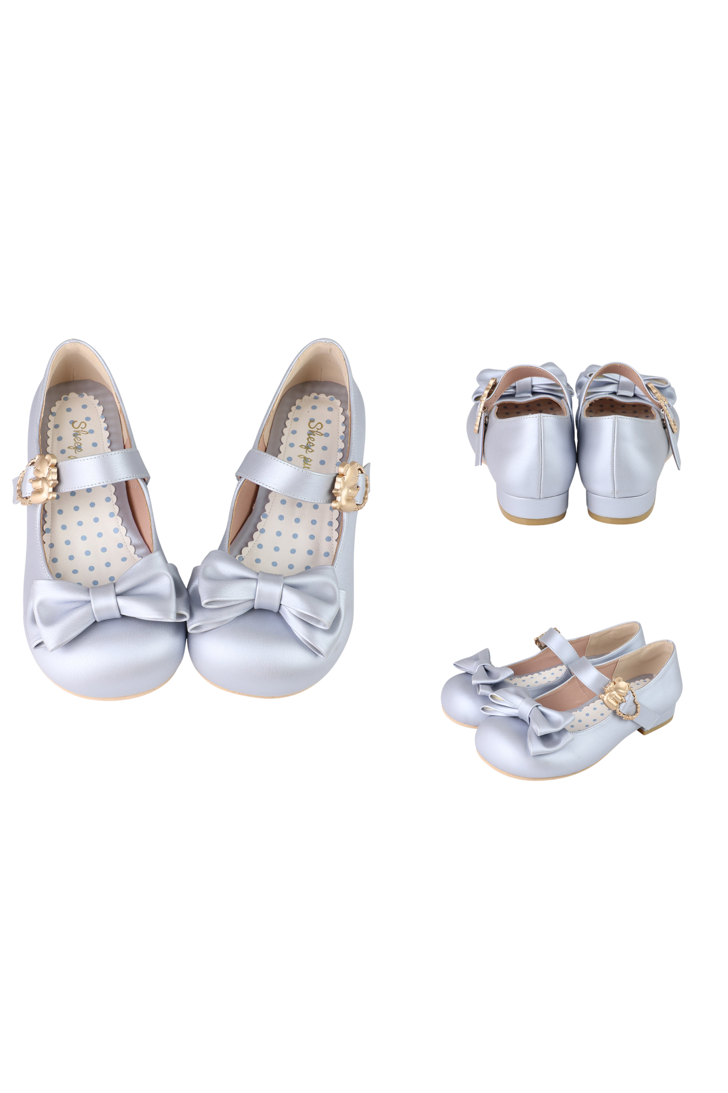 Satin Sheep Puff Ribbon Shoes