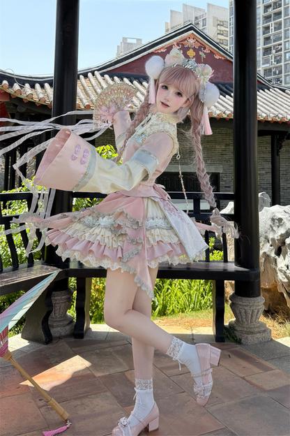 Chinese-style Girl Lolita Tops+skirt+headband+clip