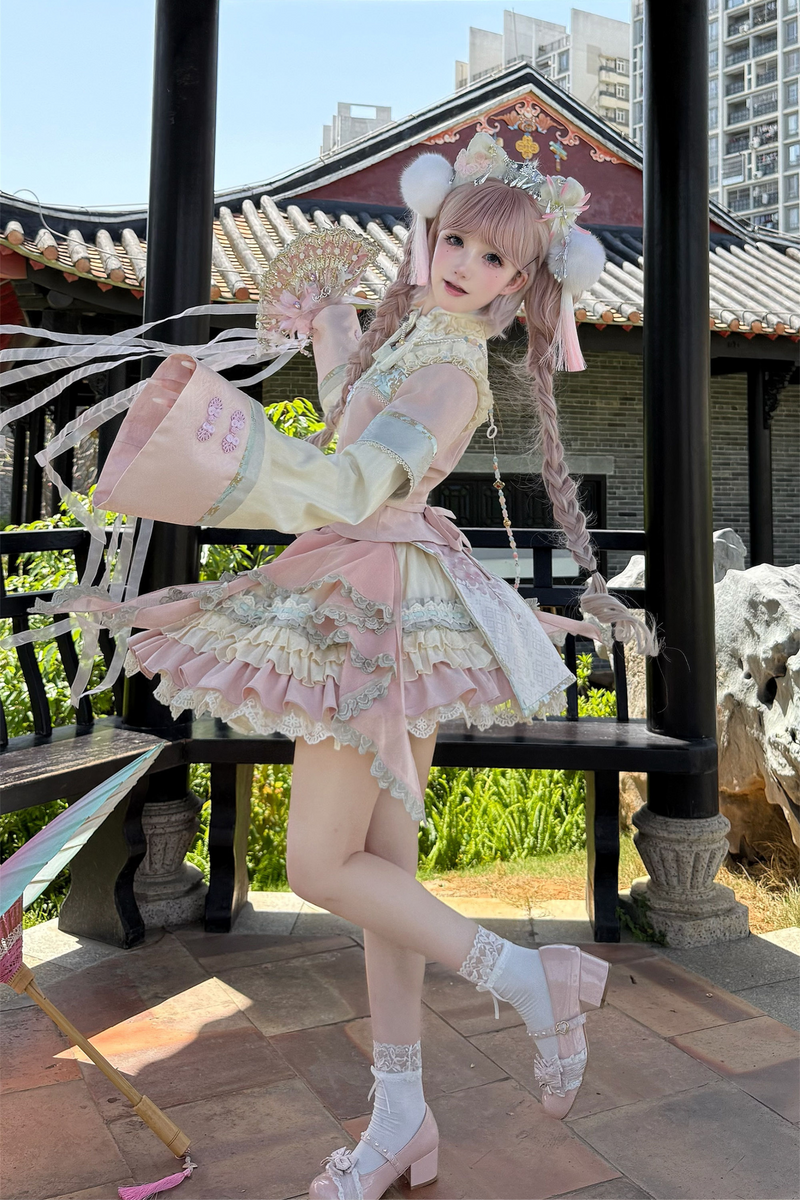 Chinese-style Girl Lolita Tops+skirt+headband+clip
