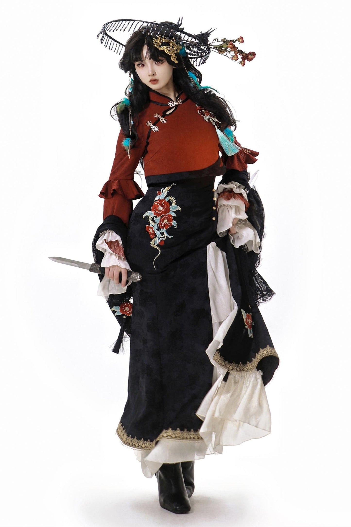Snake Bone Camelia Nation Chinese-style Top + Dress