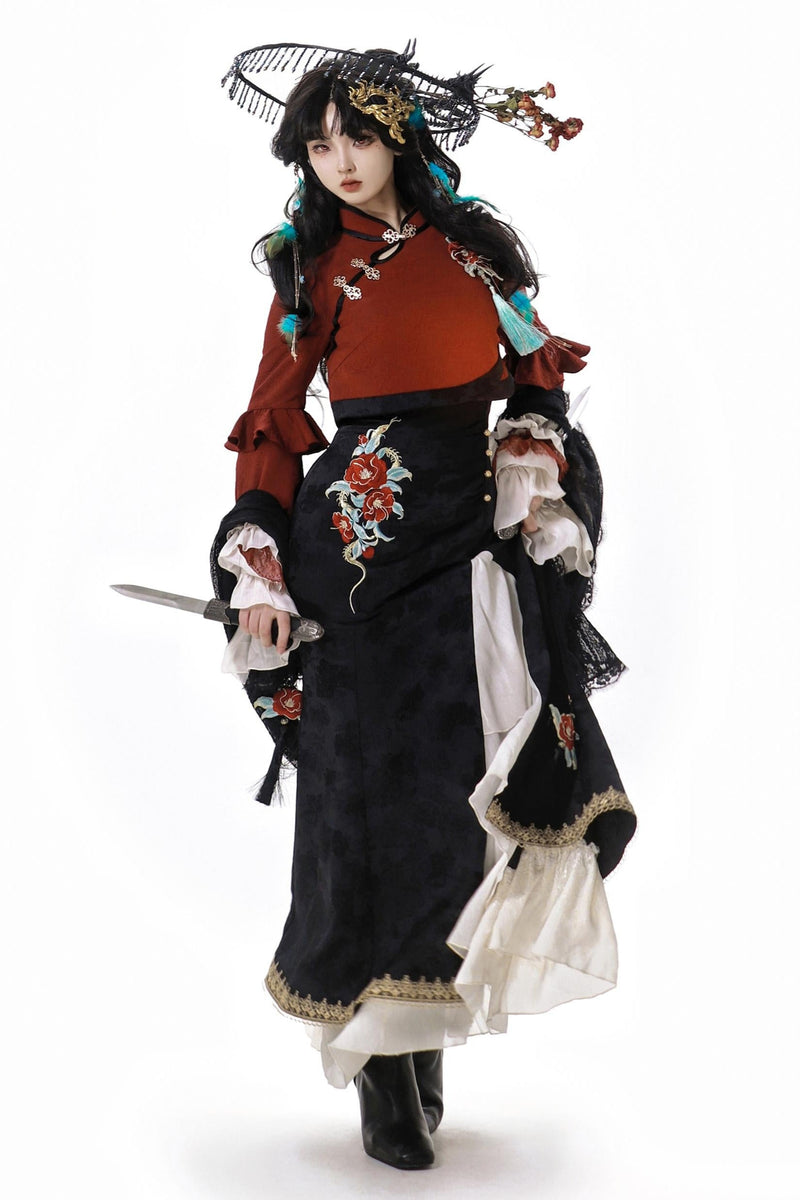 Snake Bone Camelia Nation Chinese-style Top + Dress