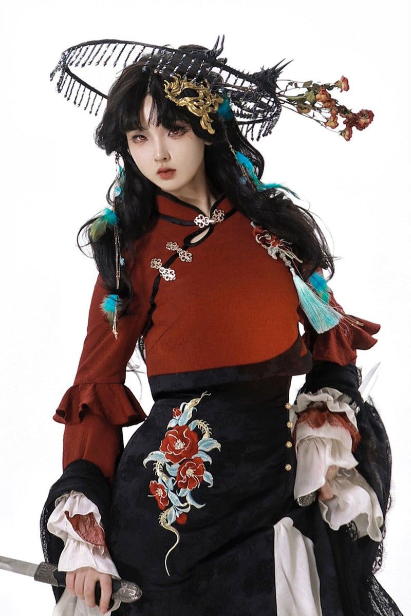 Snake Bone Camelia Nation Chinese-style Top + Dress