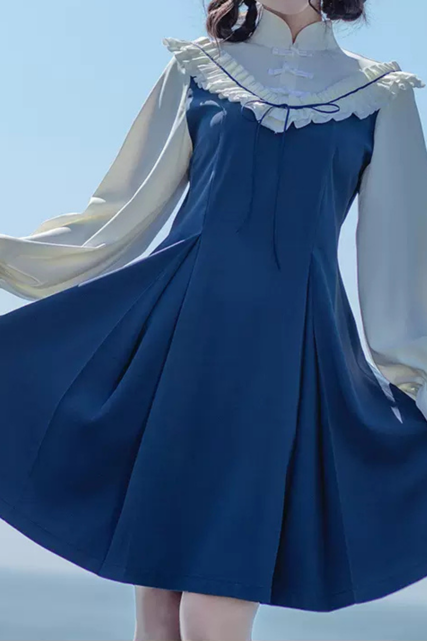 Girly Ruffle Color Chinese-style Dress