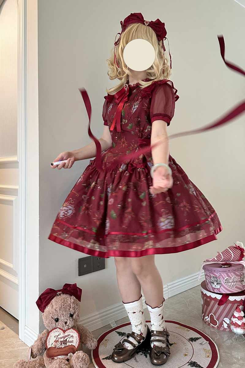 Retro Antique Cherry Sweet Lolita Dress + Jumper Skirt