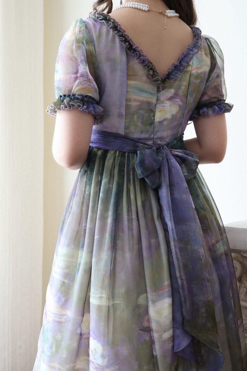 Marble Art High Waist Mark Lolita Dress