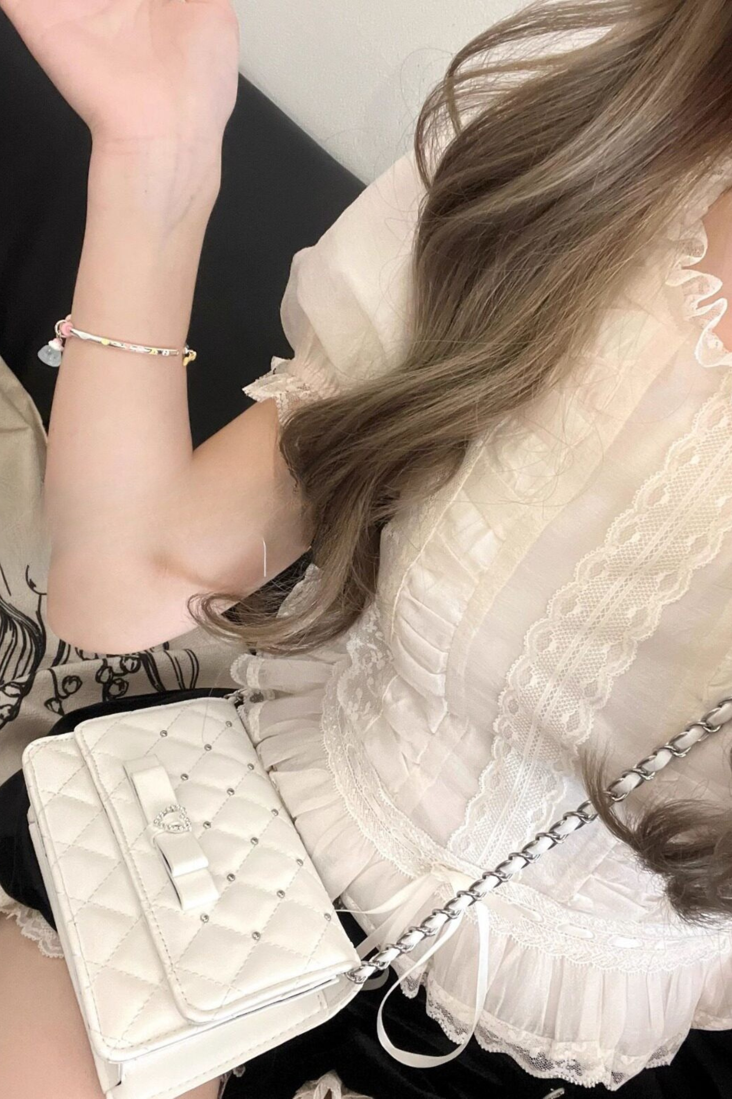 Rhinestone Bow Chain Bag