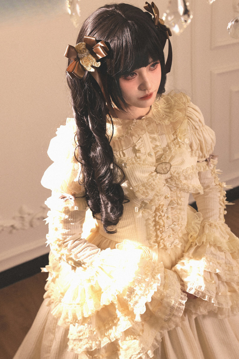 Briana Bear Print Dream Doll Lolita Dress + Jsk + Skirt + Shirt + Petticoat