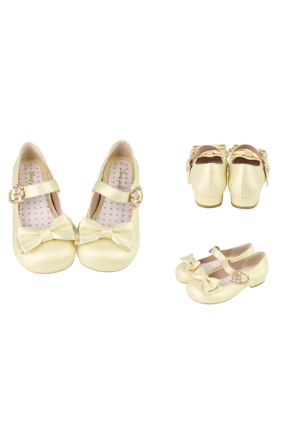 Satin Sheep Puff Ribbon Shoes