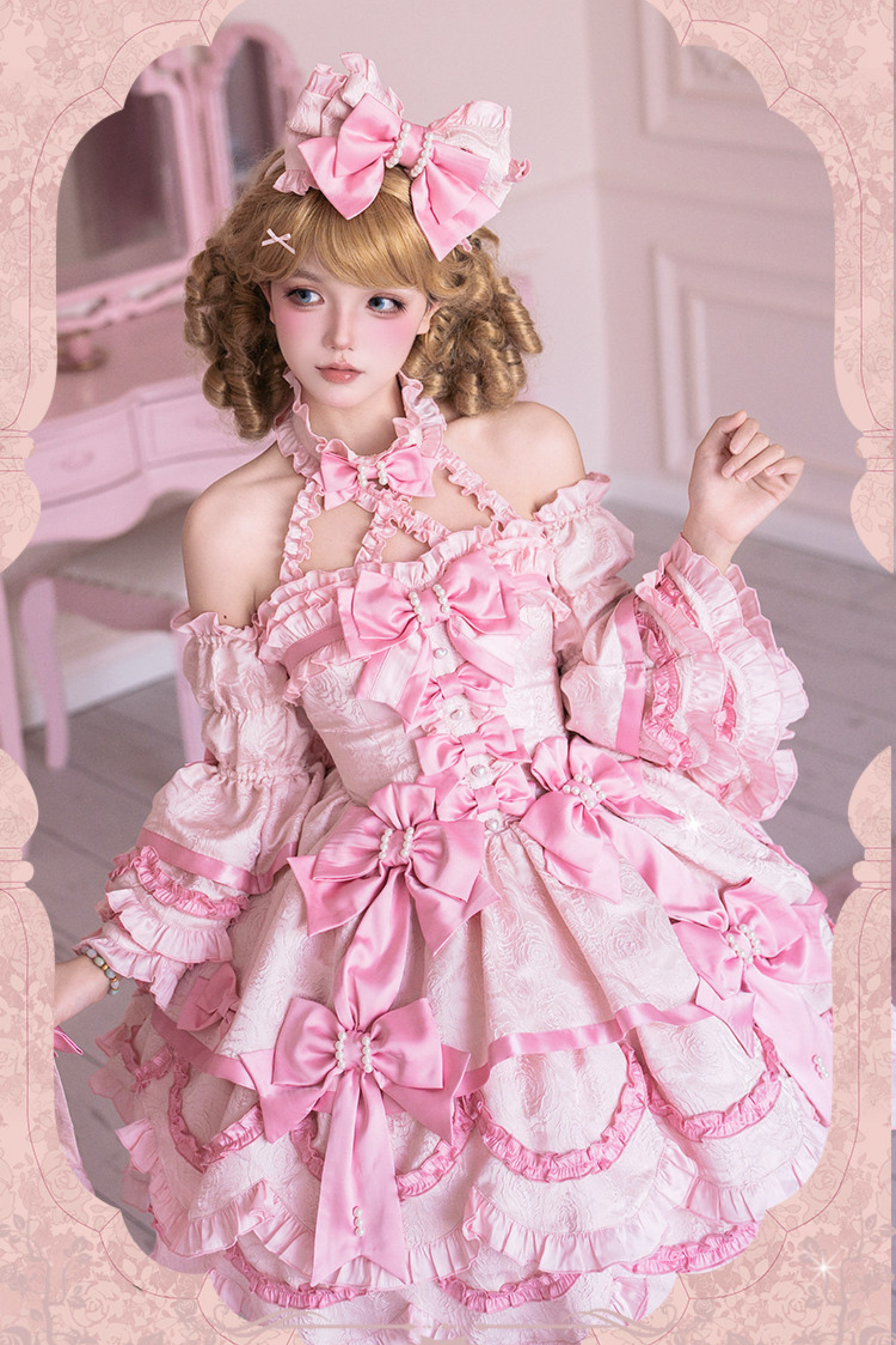 [pre-order Deadline: April 3] Sweet Ruffled Lolita Princess Ribbon Dress