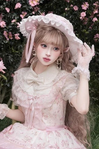 [pre-order Deadline: May 8] Sweet Lace Ribbon Layered Ruffle Blouse