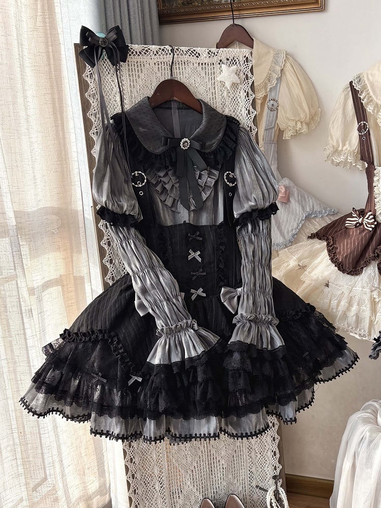 [pre-order Deadline: May 8] Classic Lace Ribbon Blouse + Suspender Tiered Dress Full Set + Complete Set
