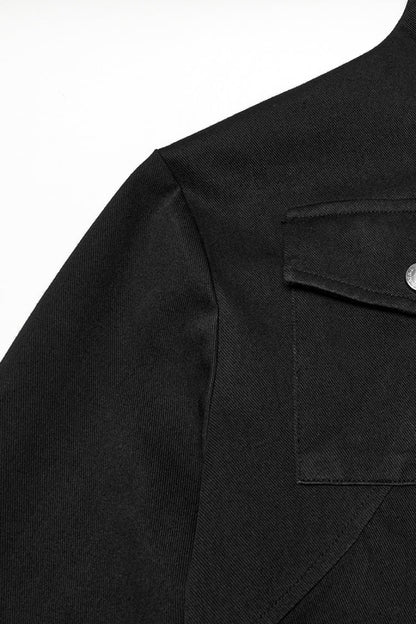 Black Stand Collar Long Sleeves Asymmetric Zipper Punk Blouse