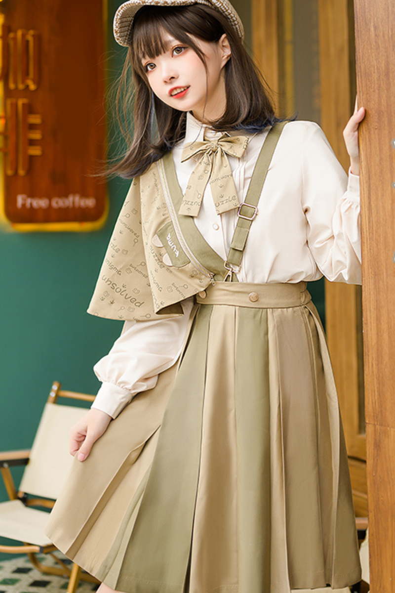 Retro College Shirt + Skirt + Ribbon