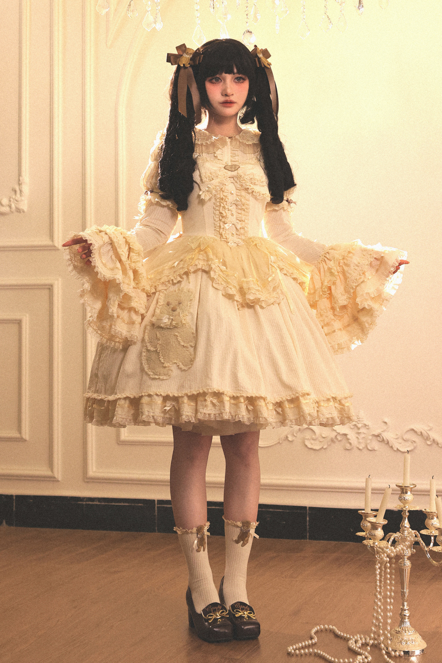 Briana Bear Print Dream Doll Lolita Dress + Jsk + Skirt + Shirt + Petticoat