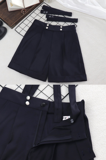 Sailor Shirt + Suspender Shorts + Tie + Beret