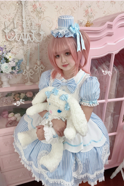 [pre-order] Retro Doll-like Lolita Dress + Hair Band + Clip + Bonnet + Hat