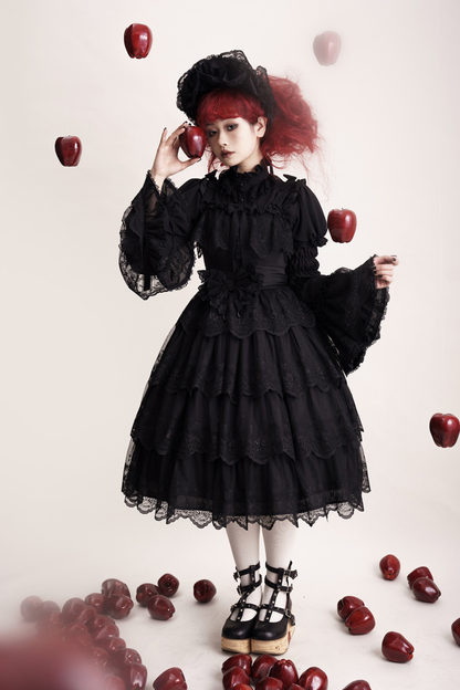 Flower Banquet Princess Sleeve Shirt + Ruffle Lolita Dress